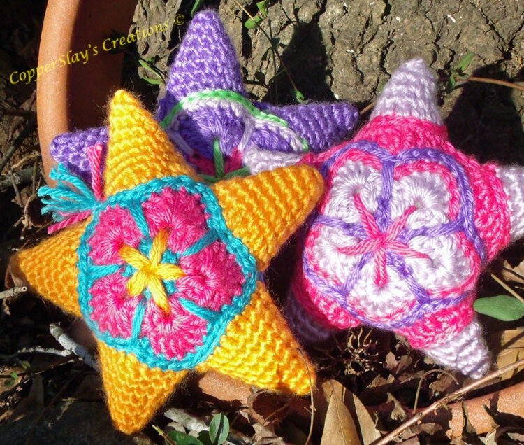 Crochet Star Pattern Amigurumi Star applique star ornament