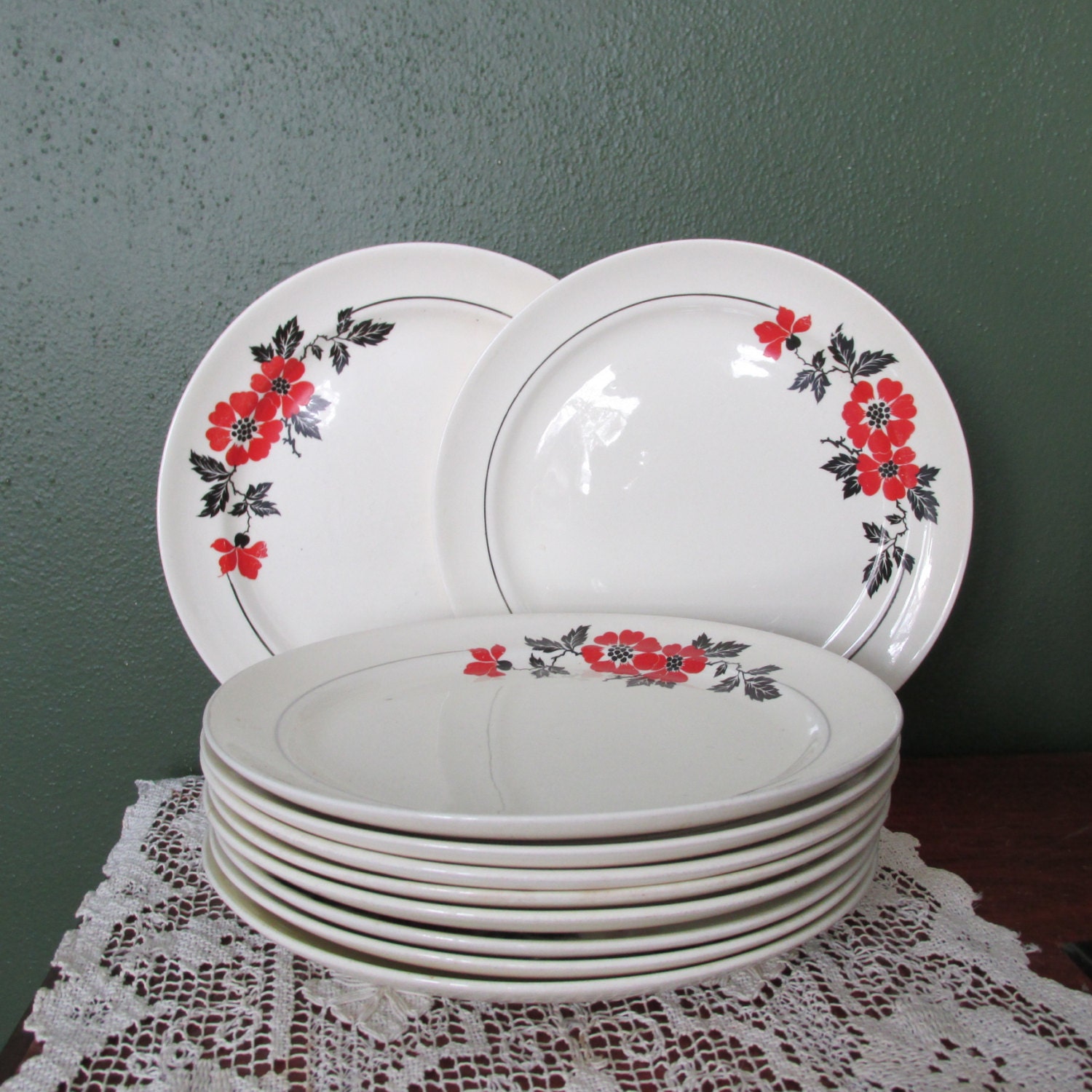 hall red poppy plate set of 10 hall red poppy plate set of 10