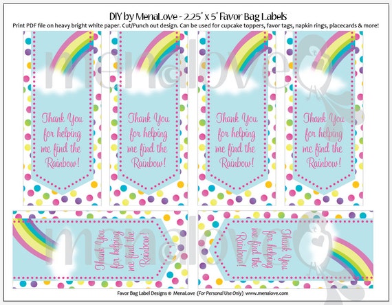 Unicorn Birthday DIY Favor Bag Labels