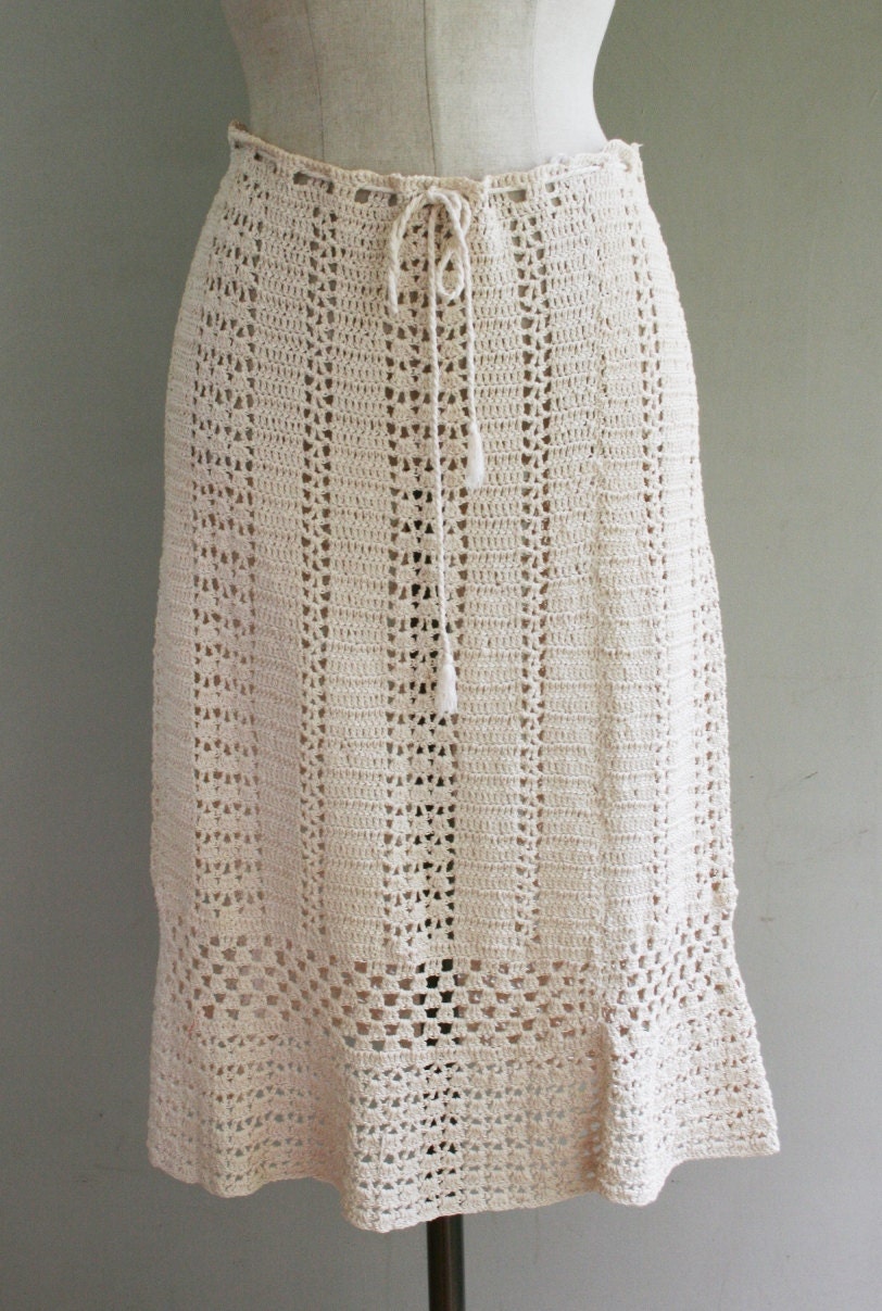 Crochet Skirt Cover Up Tunic Handmade Hippie Girl