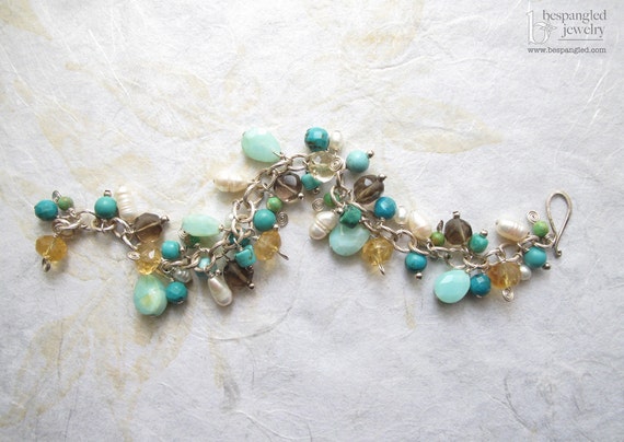 gorgeous multicolor gemstone cluster bracelet - unique handmade artisan jewelry by BespangledJewelry on Etsy