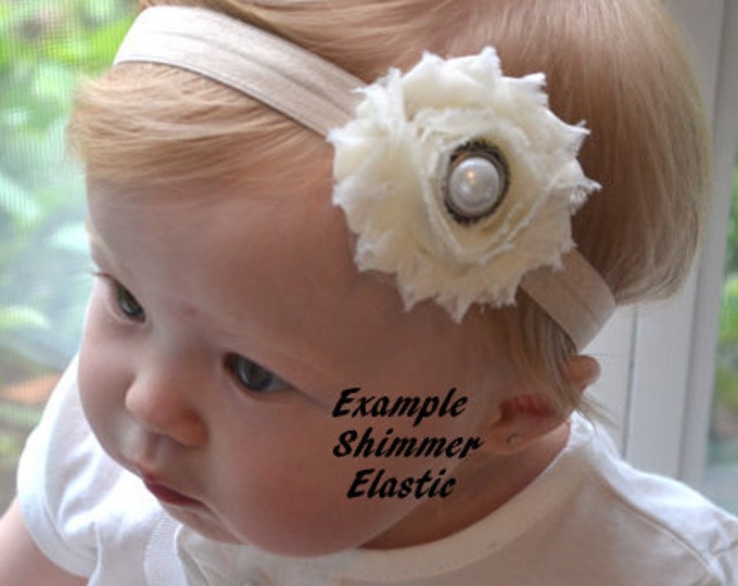HEADBANDS Shimmer Elastic Stretch Headband 5/8 " - You Pick your Color and Size Interchangable
