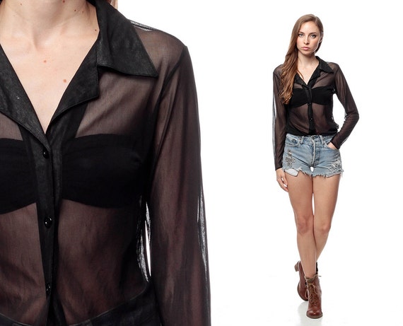 mesh blouse black