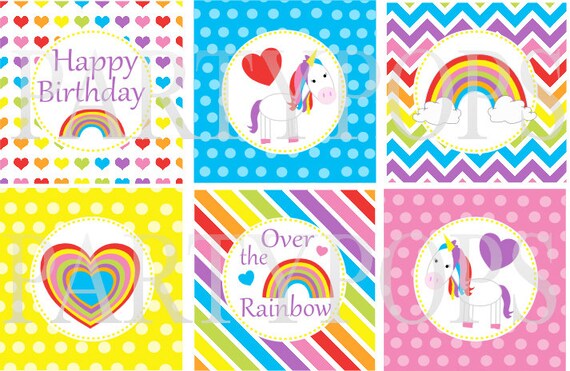 items similar to digital rainbow birthday cupcake toppers