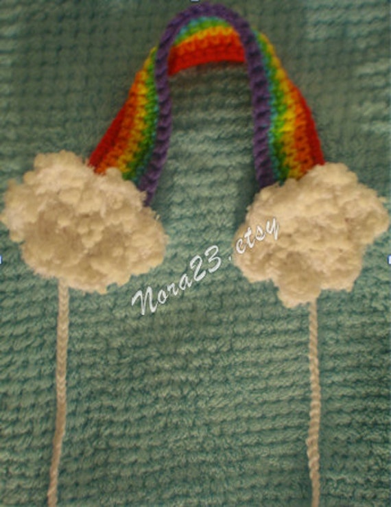 crochet ear covers muff rainbow cloud headband headpiece by Nora23