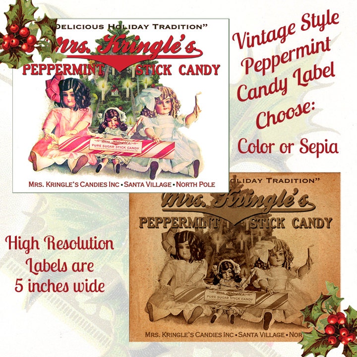 Christmas Vintage Candy Label Digital Download by chocolaterabbit