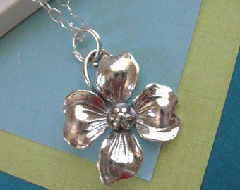 Dogwood Necklace, Dogwood Jewelry, Sterling Silver Necklace, Dogwood Flower, Flower Necklace, Silver Necklace, Sterling Silver Jewelry