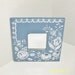 Hand Painted Ikea Mirror, White Strokework on Blue