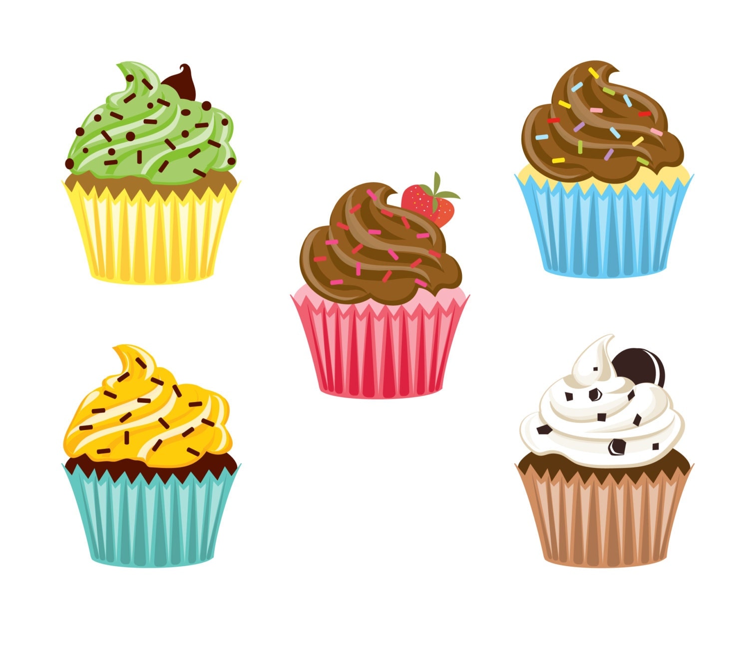 Cupcake Pink Clipart Digital for scrapbooking stationery etc