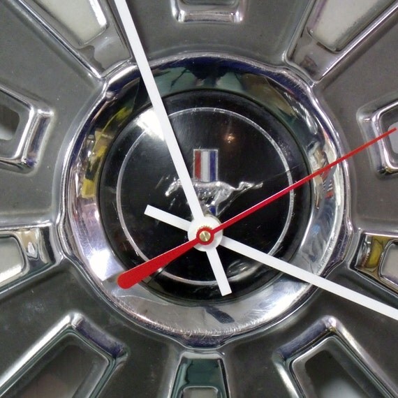 1966 Ford Mustang Hubcap Wall Clock Retro Pony Car Mustang