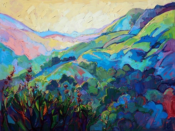 California Impressionism Landscape in Color Original Oil Painting by Erin Hanson 40" x 30"