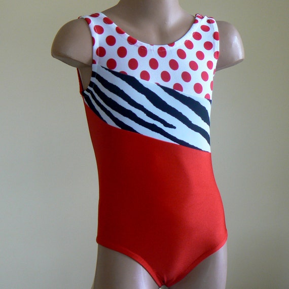 Gymnastics Leotard Redzebra Printpolka Dots Size 2t Girls 7 9023