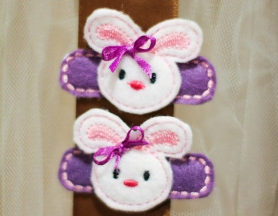 Purple Bunny Hair Clip Easter alligator Clip Felt Clip