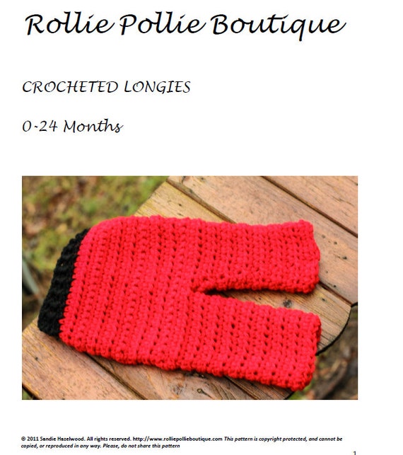 Crochet Cloth Diaper Longies Pattern / Pants Pattern / Crochet Longies Pattern / 0-24 months