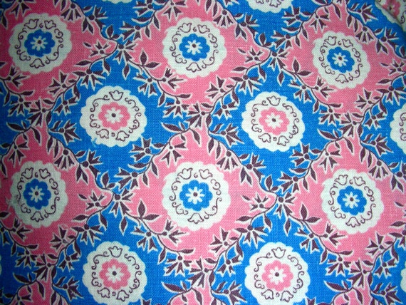 Vintage Cotton Feedsack FEED Sack Fabric - - PRETTY Pink and Blue ...
