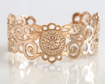 Rose Gold cuff, Rose gold bracelet, rose gold jewelry, dainty rose gold bracelet, delicate rose gold cuff, thin rose gold bracelet