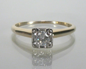 Vintage Diamond Engagement Ring - Antique Illusion Head Solitaire - 0.20 Carats