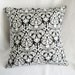Black Damask Pillow cover, black & cream, 18 inch, onyx pillow slip, envelope opening, custom sizes available