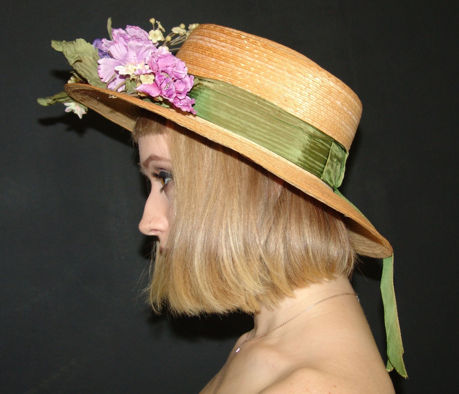 Vintage Straw Hat With Flowers Betmar For Lord And Taylor