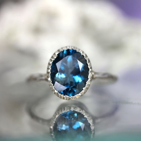 London Blue Topaz Sterling Silver Ring / Gemstone Ring