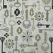 1 yard and 17 inch remnant of Sandi Henderson Lock and Key in Khaki from Secret Garden Collection SALE