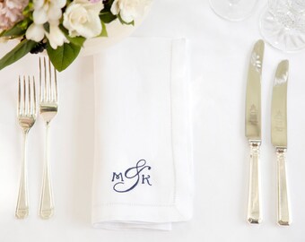 Classic Monogram Napkin - Linen Napkins - Personalised Napkins - Monogram Wedding Idea - Monogram Wedding Napkins, Christmas Napkins