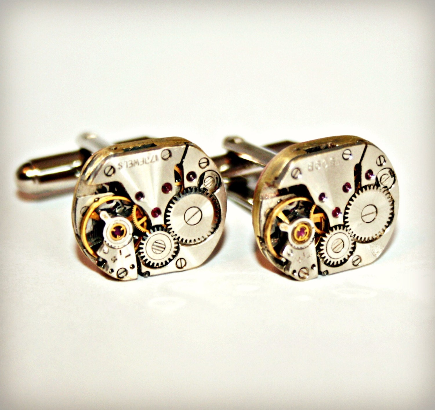 STEAMPUNK CUFFLINKS with Vintage Watch Movements - Great Gift for Father's Day, Birthday, Anniversary, Graduation