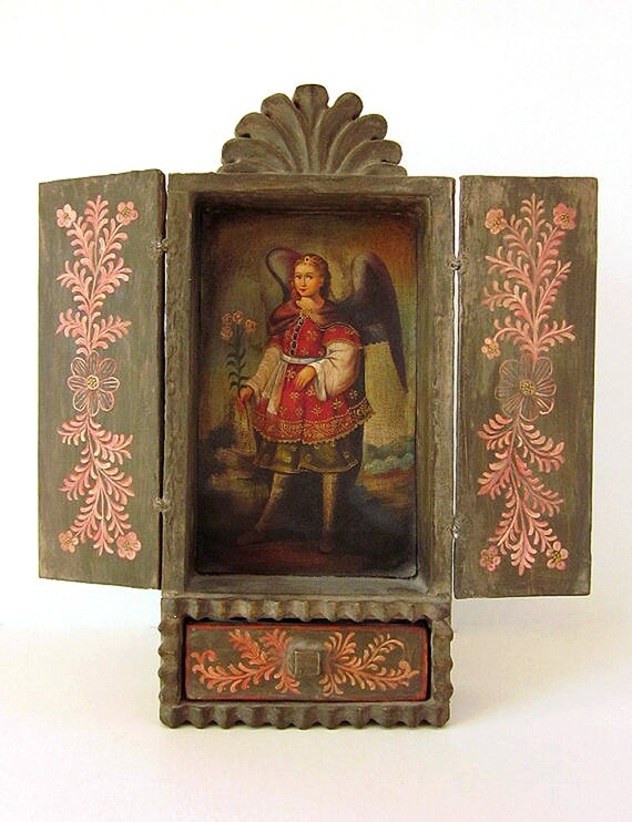 Cusco Retablo Wood Religious Art Shrine Miniature Oil Painting