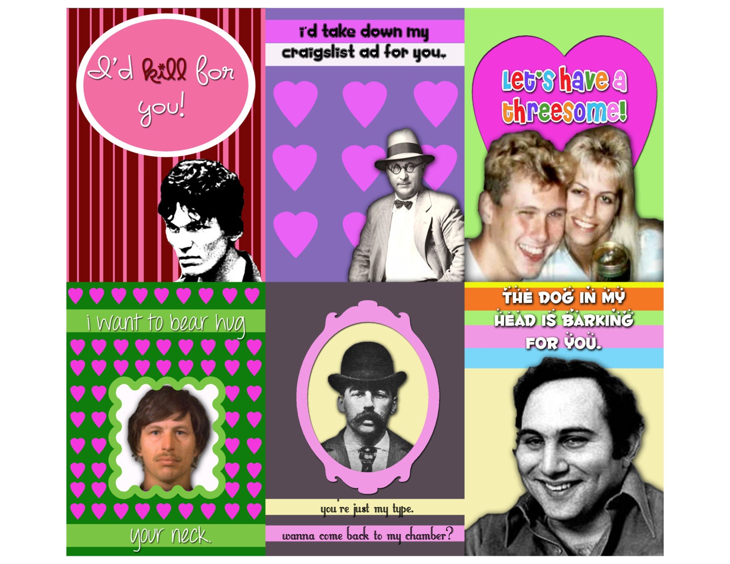 online serial killer valentines day cards