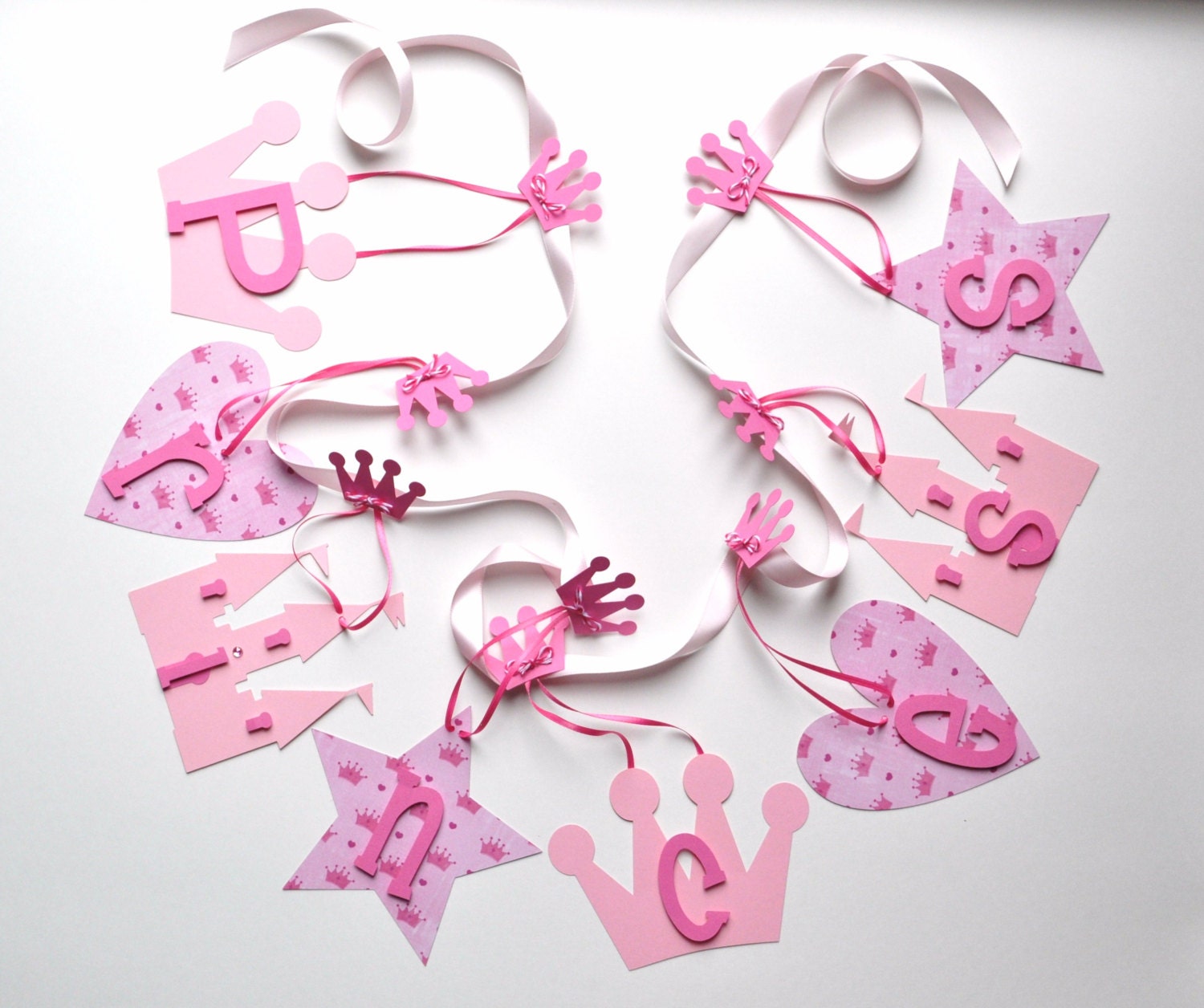 Pink Princess baby shower decorations for girls wall hanging