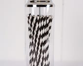 Halloween Decorations - Paper Straws - Made in the USA - Black and White Striped - 25 Drinking Straws - Halloween Party Il_170x135