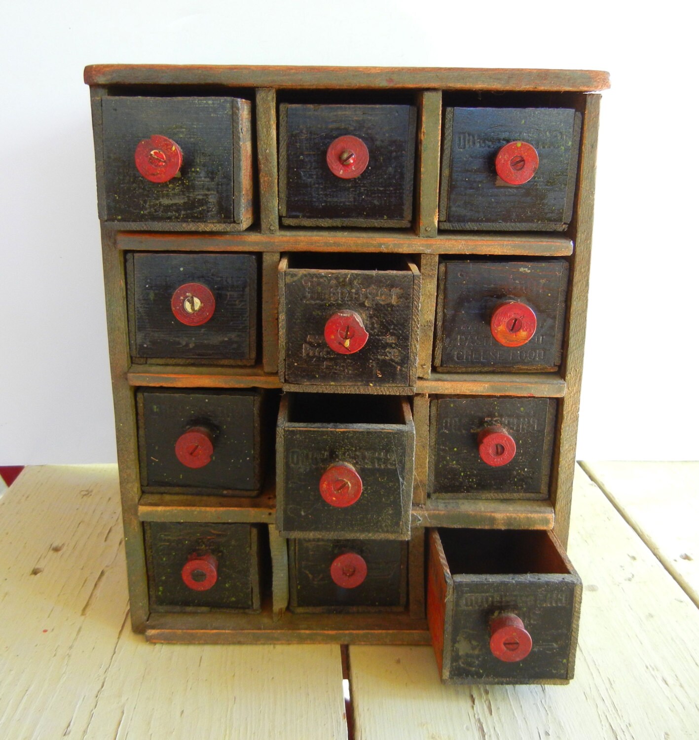 RESERVED Vintage Cubby Drawers Handmade Folk by Izzyandme