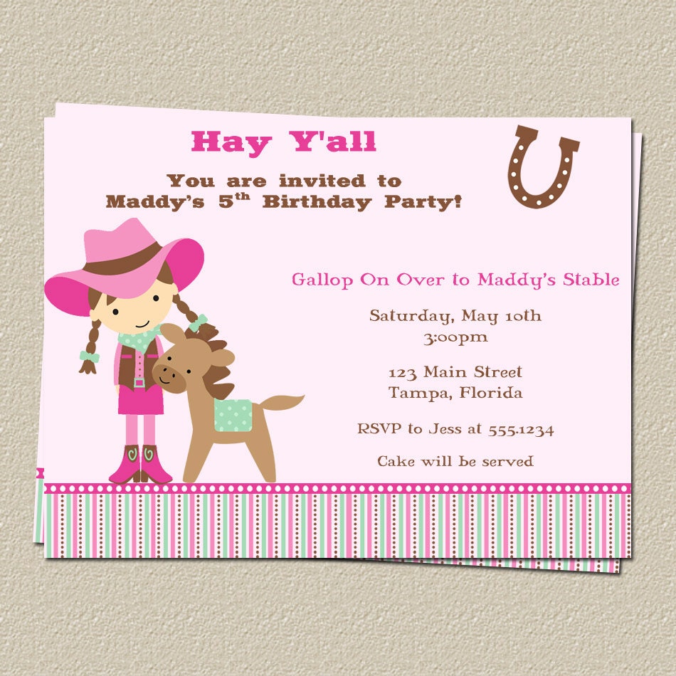 Horse Birthday Party Invitations 7