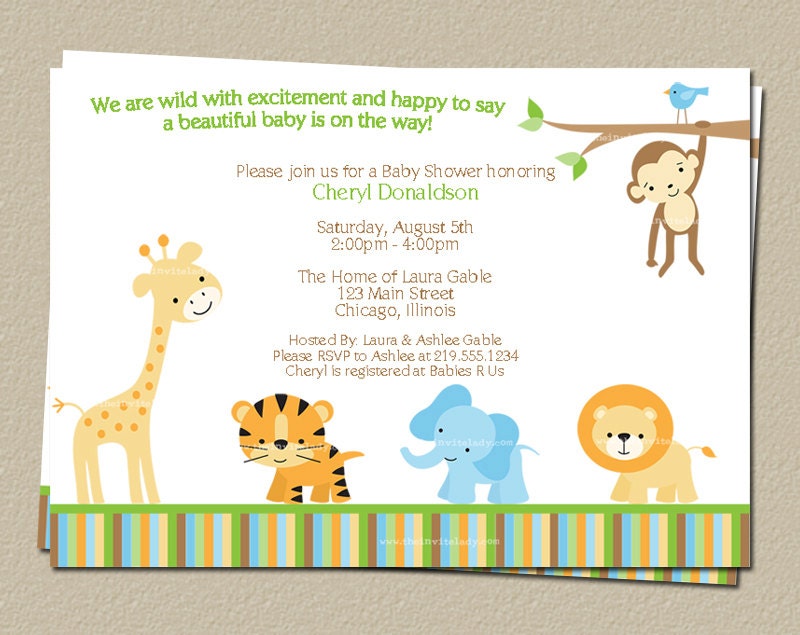 Diy Jungle Baby Shower Invitations Jungle baby shower invitation,