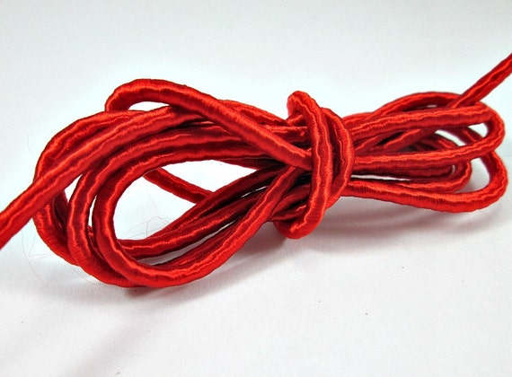 Wrapped silk cord satin cord red 2 meters