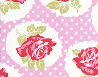 Delilah By Tanya Whelan Fabric 41 LuLu Rose Spring Roses Floral Polka Dots on Pink