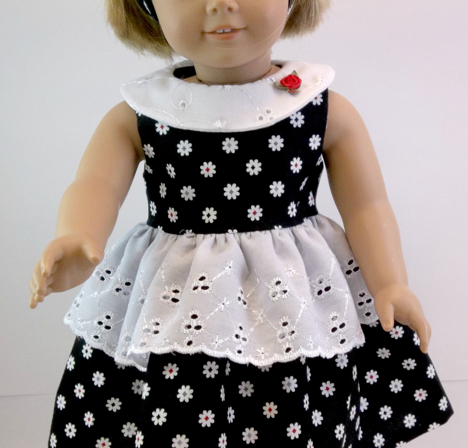 18 Inch Doll Clothes American Girl Doll Black White Flowers 5849