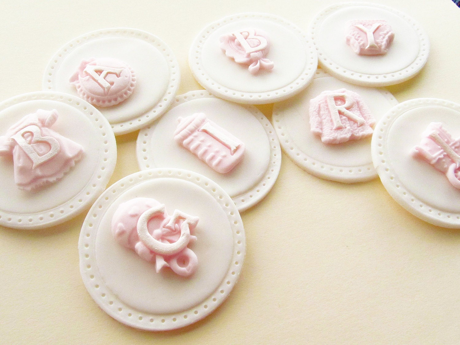 Baby Girl Cupcake Toppers Edible Fondant Cupcake Topper