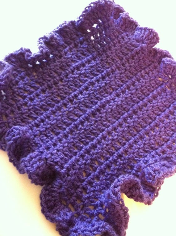 Purple Grape Ruffle Edge Crochet Baby Blanket Lovey