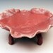 Footed Bowl: Deep Rose Pink and White with Swirl SALE