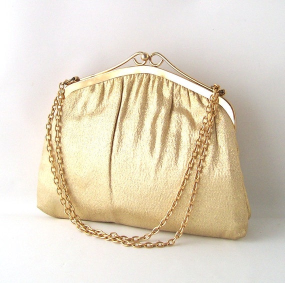 vintage metallic gold purse handbag retro by RecycleBuyVintage