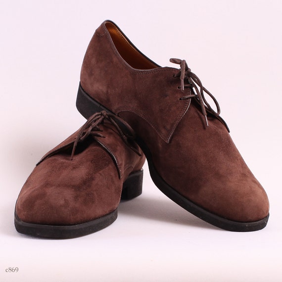 Suede Brogues / Brown Oxford Shoes / 70s / sz EUR 42 US mens