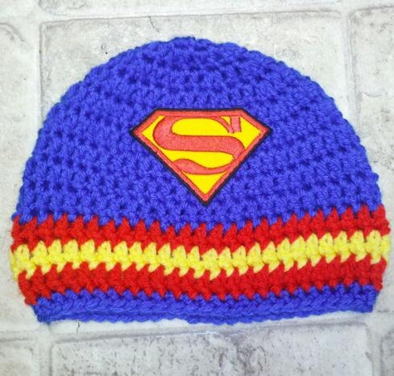 Art?culos similares a Superman Hero Crochet Beanie en Etsy
