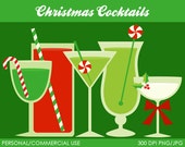 Christmas Cocktails Clipart - Digital Clip Art Graphics for Personal or Commercial Use Il_170x135