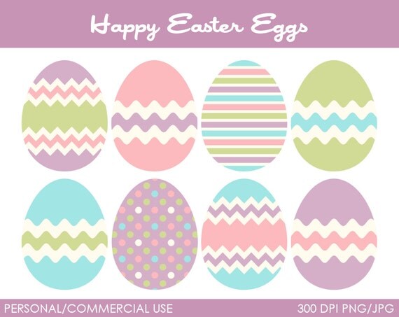 Happy Easter Eggs Clipart - Digital Clip Art Graphics for Personal or Commercial Use Il_570xn