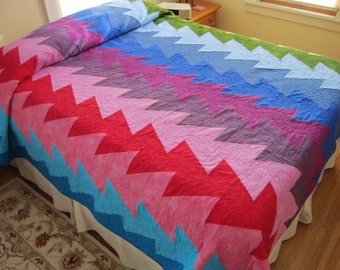 Rainbow Colors Queen Size Quilt