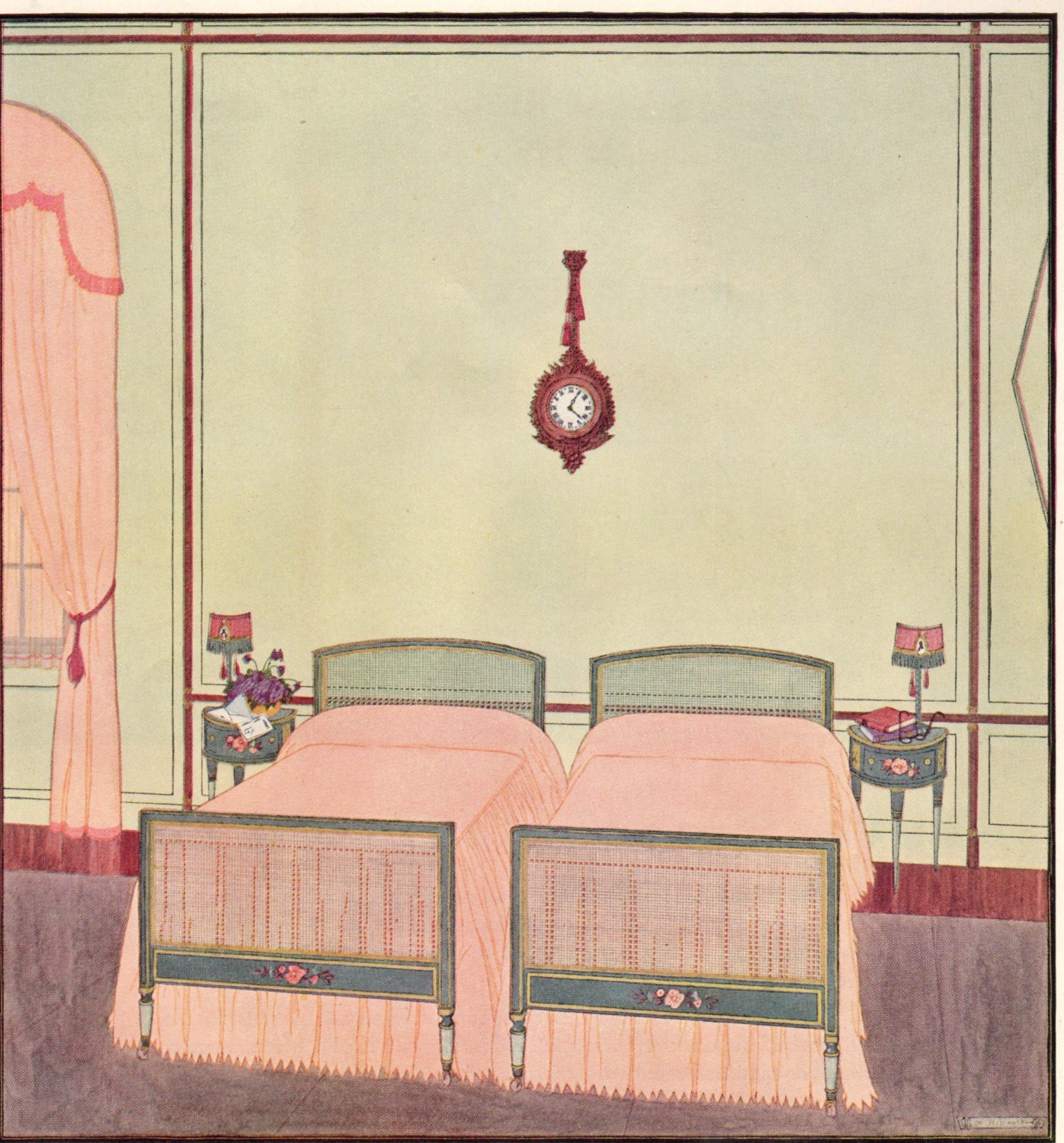 1923 Art Deco Bedroom Twin Beds Advertising for Mattresses