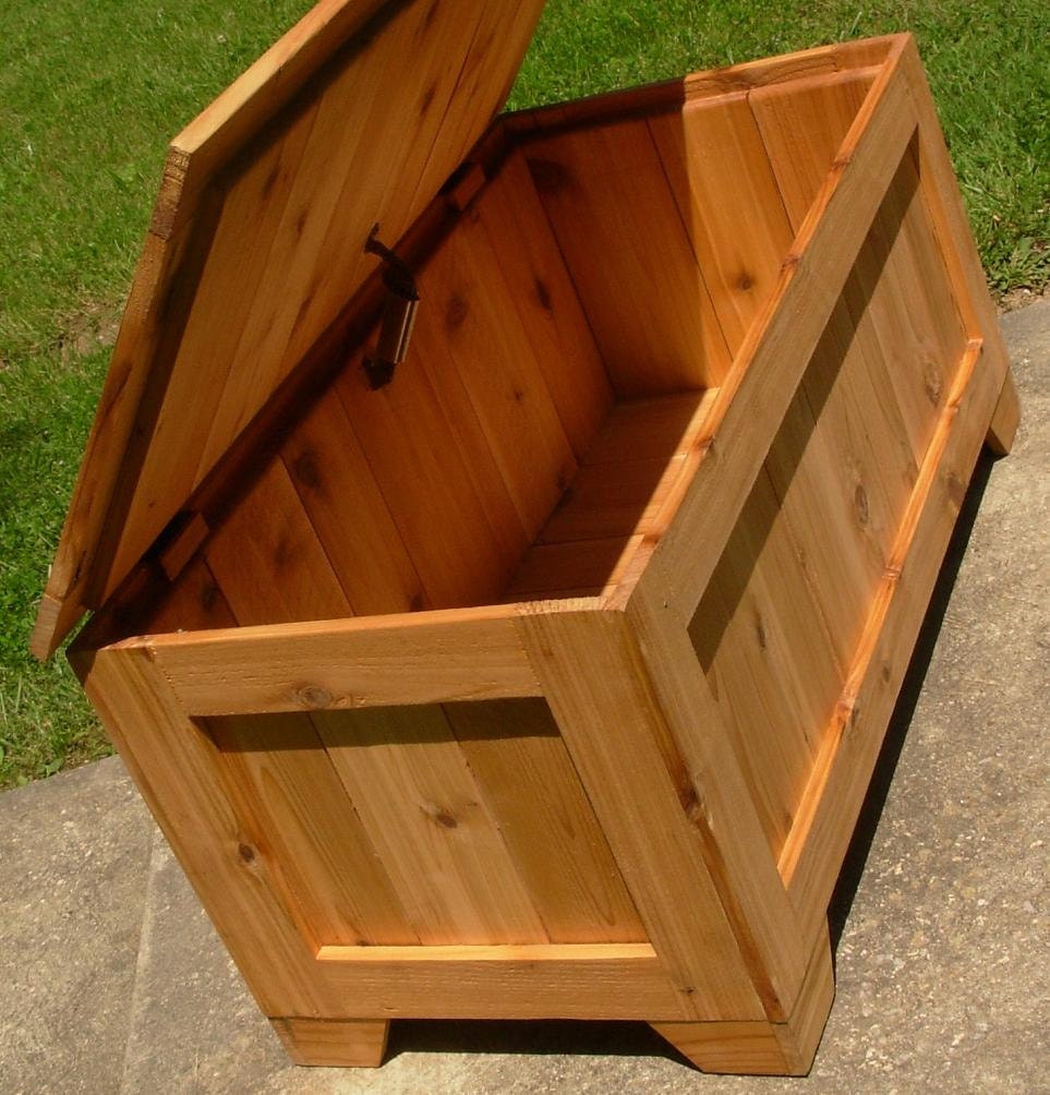 Rustic Reclaimed Cedar toy box blanket chest coffee by 