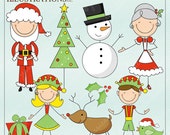 Christmas Stick Figures Cute Digital Clipart for Card Design, Scrapbooking, and Web Design Il_170x135