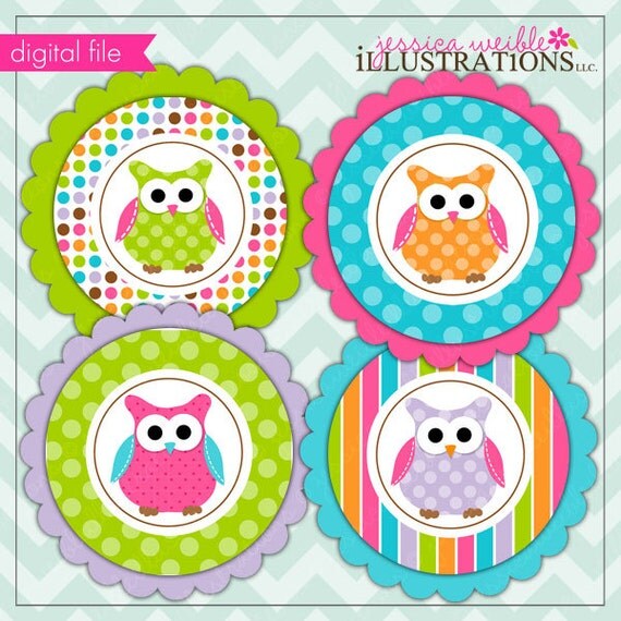 Polka Dot Owl Theme - Printable Party Tags - Cupake Toppers - Printable Party Favors - Owl Party Printables Il_570xn